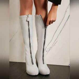 Women's Zip Front Glitter chunky Heeled classic boots